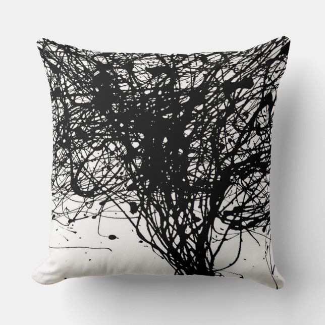 Cool White Black Ink Decor Pillow (Front)