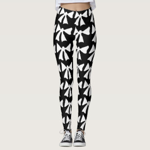 Cool White Bow Black Leggings
