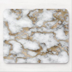 Cool White Gold Marble Texture Mouse Pad