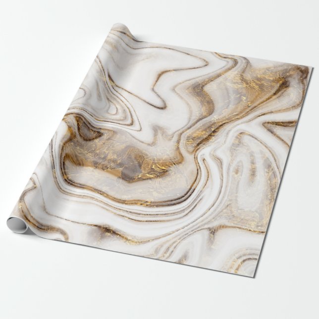 Cool White Gold Marble Texture Wrapping Wrapping Paper (Unrolled)