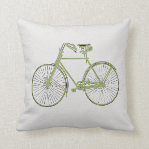 cool white green bicycle  Throw pillow