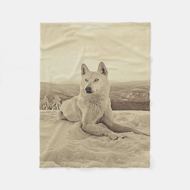 Cool White Husky And Snow Gift Lovers Fleece Blanket (Front)