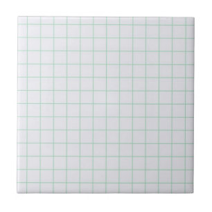 Cool White & Mint Green Chequered Retro Pattern Ceramic Tile