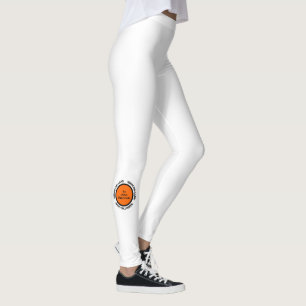 Cool White Orange Black Typography Happy Halloween Leggings