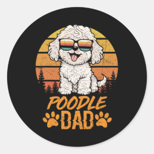 Cool White Toy Poodle Dad Fathers Day For Paw Dadd Classic Round Sticker