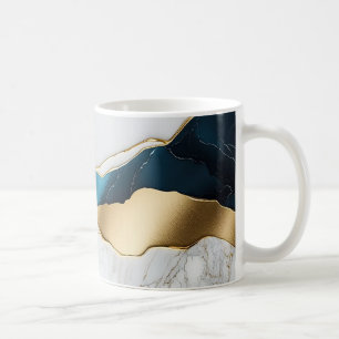 Cool White Turquoise Marble Stone Gold Coffee Mug