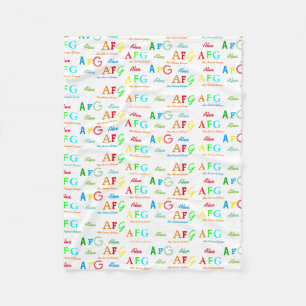 cool whiteblanket with pattern of colour names fleece blanket