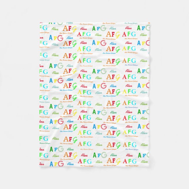 cool whiteblanket with pattern of colour names fleece blanket (Front)