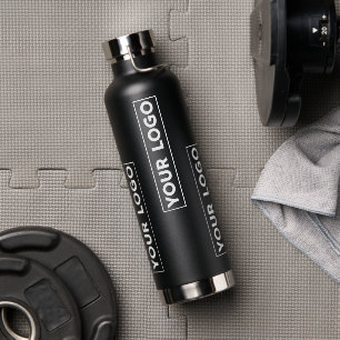 Cool Wide Logo Pattern Black Water Bottle