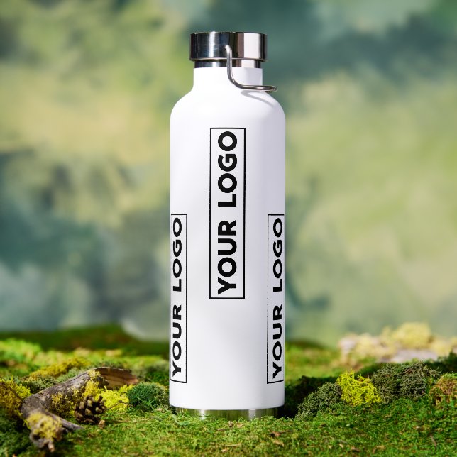 Cool Wide Logo Pattern White Water Bottle (Outdoor (Rotated))