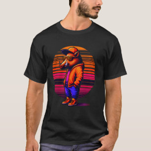 Cool Wild Boar Modern Urban Style Sunset Retro Art T-Shirt