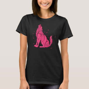 Cool Wild Pink Wolf Howling Wildlife Animals Wolve T-Shirt