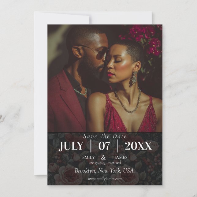 Cool Wildflower Rustic Rose  Fall Wedding Save The Date (Front)