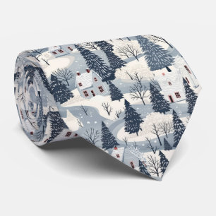 Cool Winter village tiled Tie