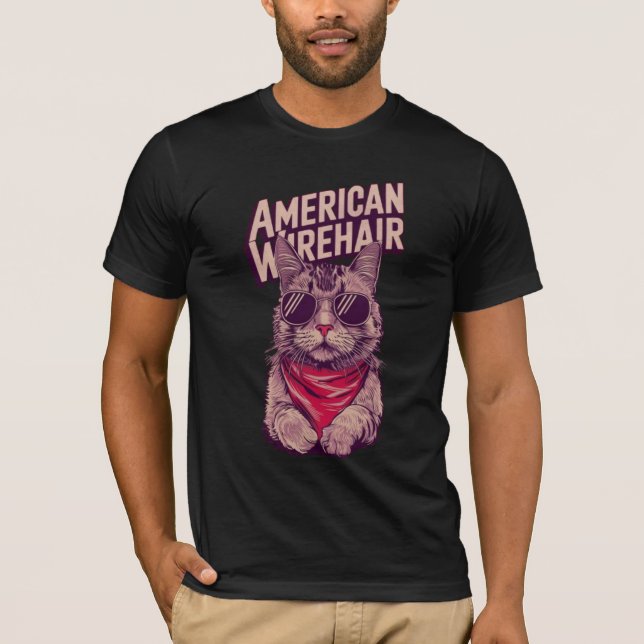 Cool Wirehair Cat T-Shirt (Front)