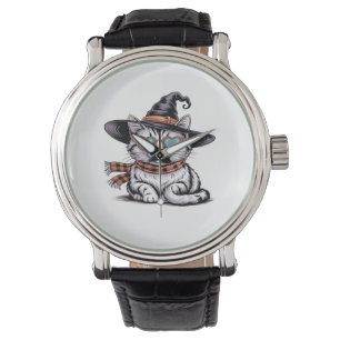 Cool Witch Cat – Cute Halloween Kitty with Heart G Watch
