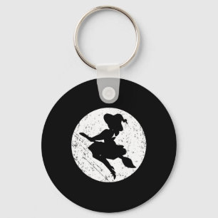Cool Witch Silhouette Halloween Trick Or Treat And Key Ring