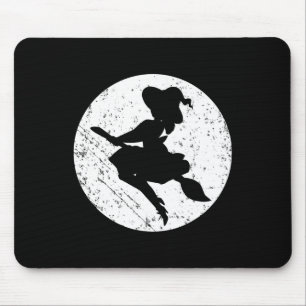 Cool Witch Silhouette Halloween Trick Or Treat And Mouse Pad