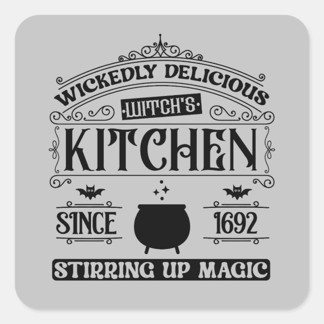 Cool witches kitchen word art Halloween Square Sticker (Front)