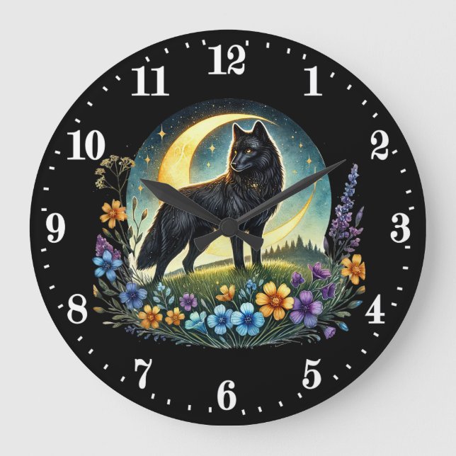 Cool wolf animal lovers large clock (Front)