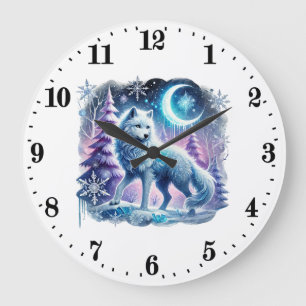 Cool wolf animal lovers large clock