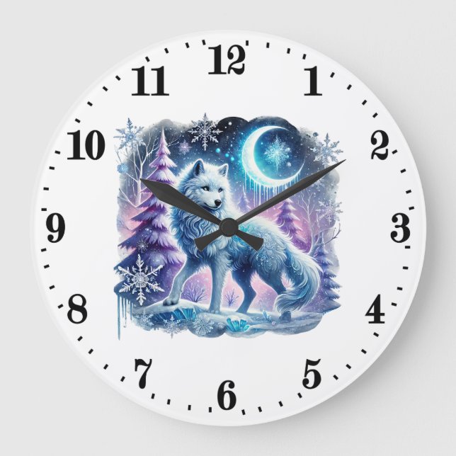 Cool wolf animal lovers large clock (Front)