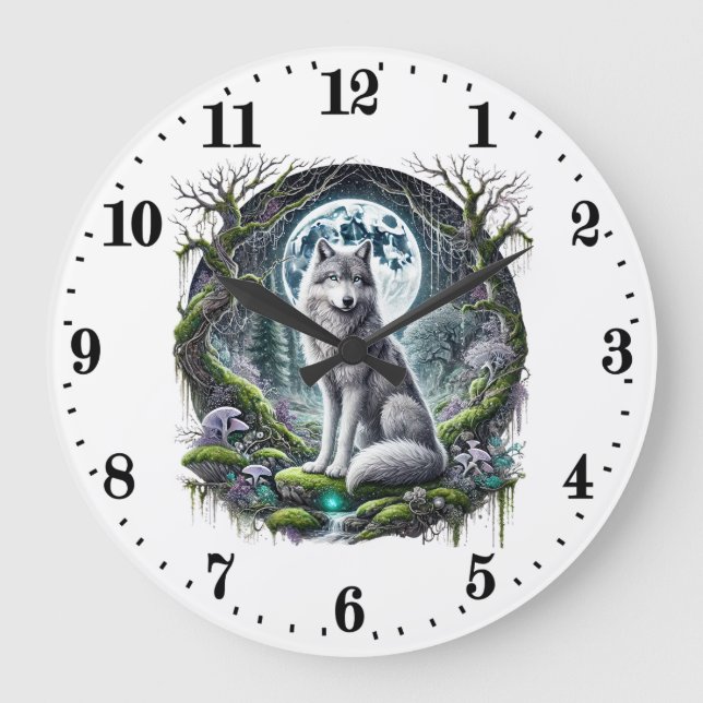 Cool wolf animal lovers  large clock (Front)