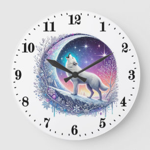 Cool wolf animal lovers Winter Large Clock