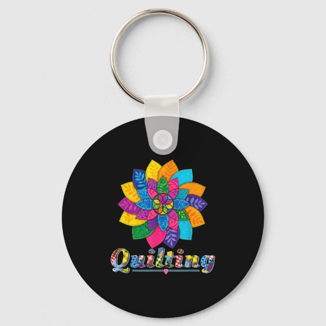 Cool Women Quilting Sewing Love Quilt Patterns Qui Key Ring (Front)