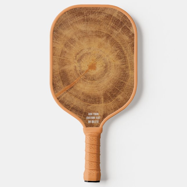 Cool Wooden Tree Ring Slice Personalised Name Text Pickleball Paddle (Back)