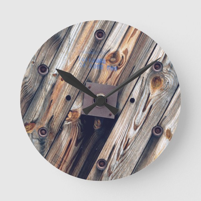 Cool Wooden Wire Spool Round Clock (Front)