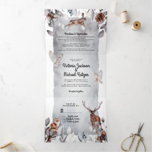Cool Woodland Forest Wedding Tri-Fold Invitation