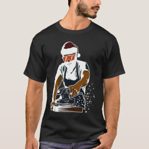 Cool Woodworker Handyman with  Santa Hat T-Shirt