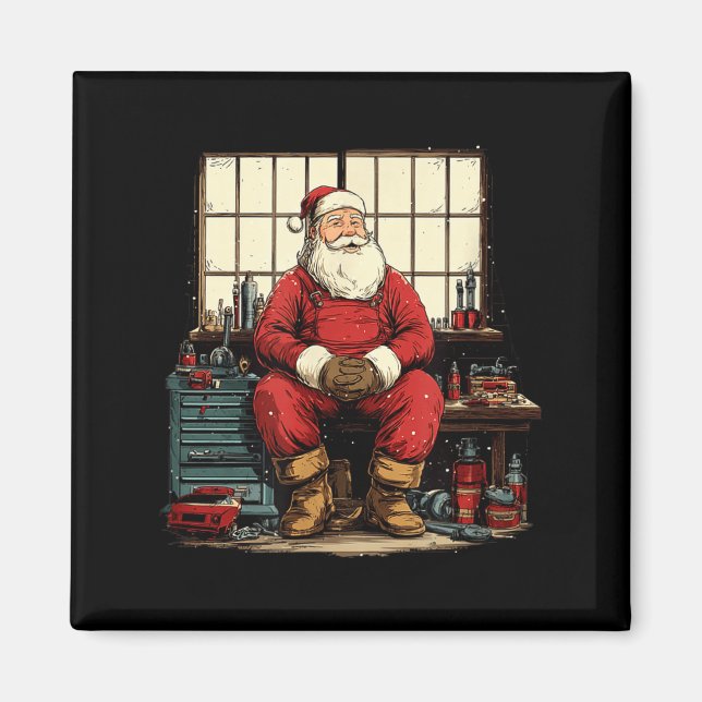 Cool Workshop Santa Claus With Wrenches Tool Costu Magnet (Front)