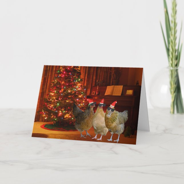 Cool Xmas Chickens Holiday Card (Front)