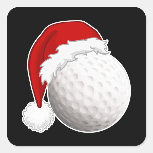 Cool Xmas Golf players, fan design Merry Christmas Square Sticker (Front)