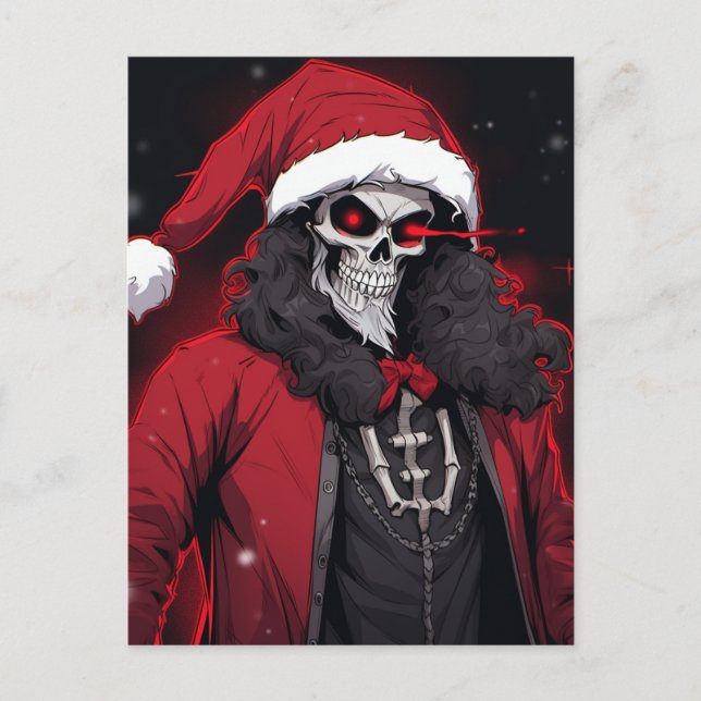 Cool Xmas Holiday Season Skull Santa Bone Tuxedo Postcard (Front)
