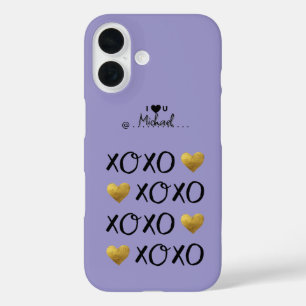Cool  "XOXO" Gold Hearts Happy Valentine's Day  iPhone 16 Case