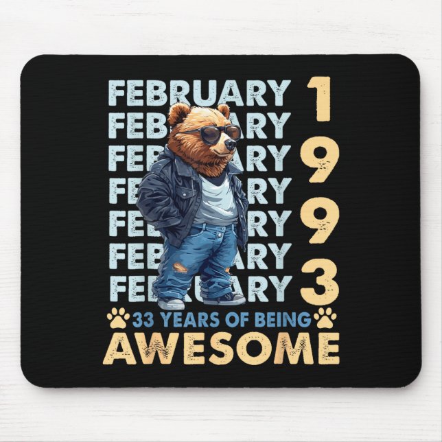 Cool Years 33rd Birthday Bear February 1993 Mouse Pad (Front)