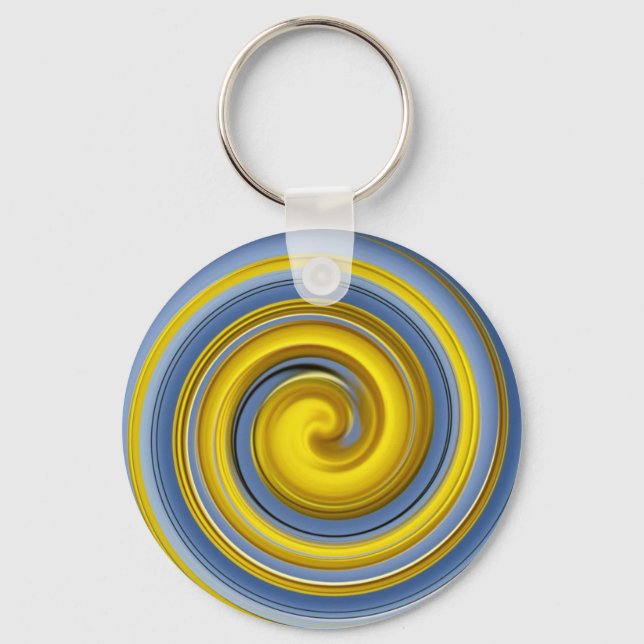 Cool yellow and blue spiral key ring (Front)