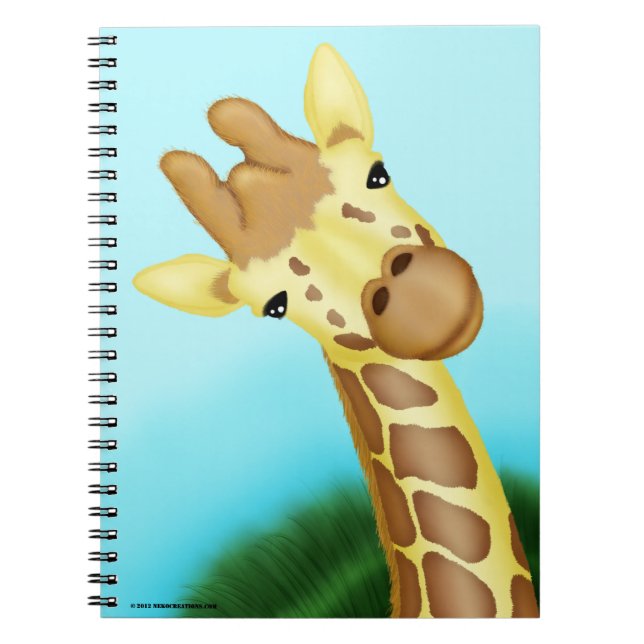 Cool Yellow Giraffe On Blue Background Notebook (Front)