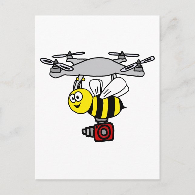Cool Yellow Jacket Bee Drone Cartoon Postcard (Front)