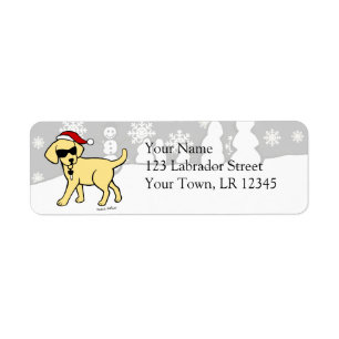 Cool Yellow Lab Cartoon Christmas Return Address Label