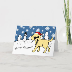 Cool Yellow Labrador Cartoon Christmas Holiday Card