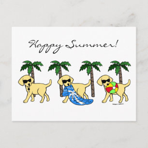 Cool Yellow Labradors Cartoon Postcard