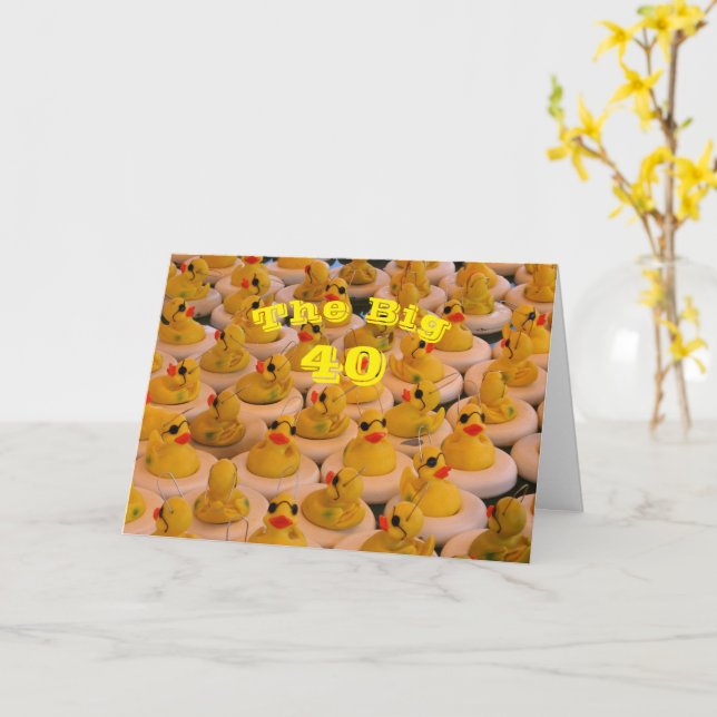 Cool Yellow Rubber Ducks Funny 40th Birthday  Card (Yellow Flower)