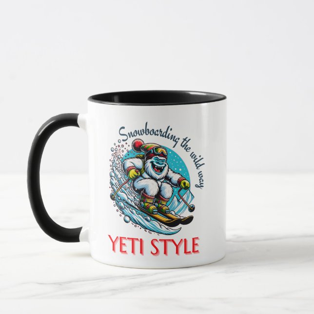 Cool Yeti Skiing Adventure Fun Mug (Left)