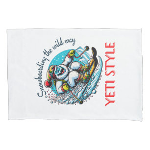 Cool Yeti Skiing Adventure Fun Pillowcase