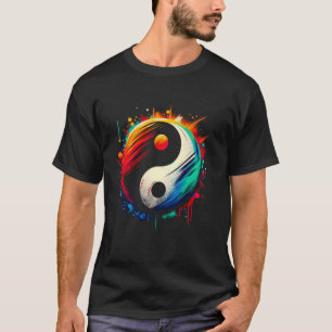 Cool Yin and Yang Symbol Graffiti Art Style Men Wo T-Shirt