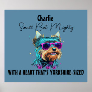 Cool Yorkie Dog with Sunglasses Personalise Poster